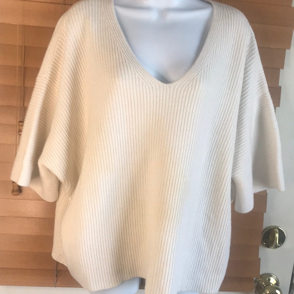 Helmet Lang v neck cashmere cotton blend ivory sweater